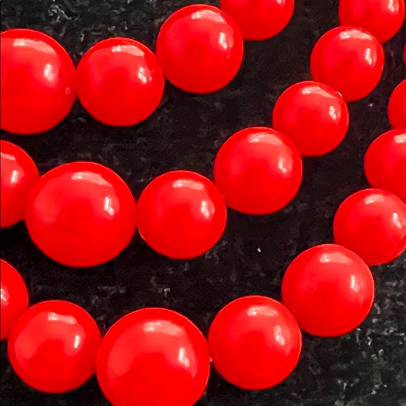 Vibrant Red Multi-Strand Beaded Necklace - Picture 3 of 5